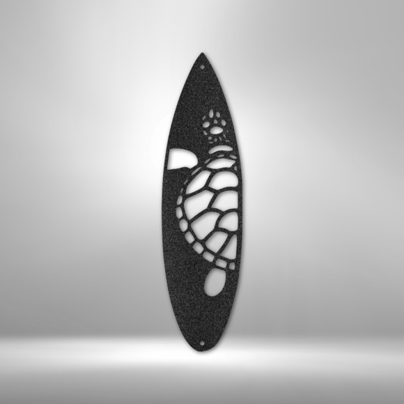 Surf Board Turtle Steel Sign Laser Cut Powder Coated Home & Office Metal Wall De